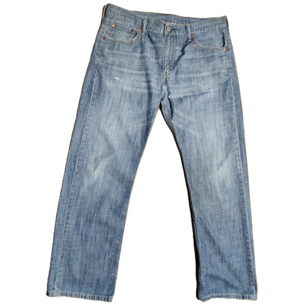 Levi’s 569 Loose Straight Jeans W34 L32 Light Wash Distressed Denim